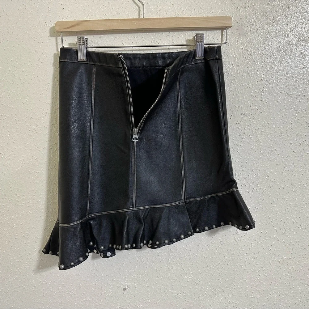 Zara Faux Women's Black Faux Leather Asymmetrical Skirt Size XS